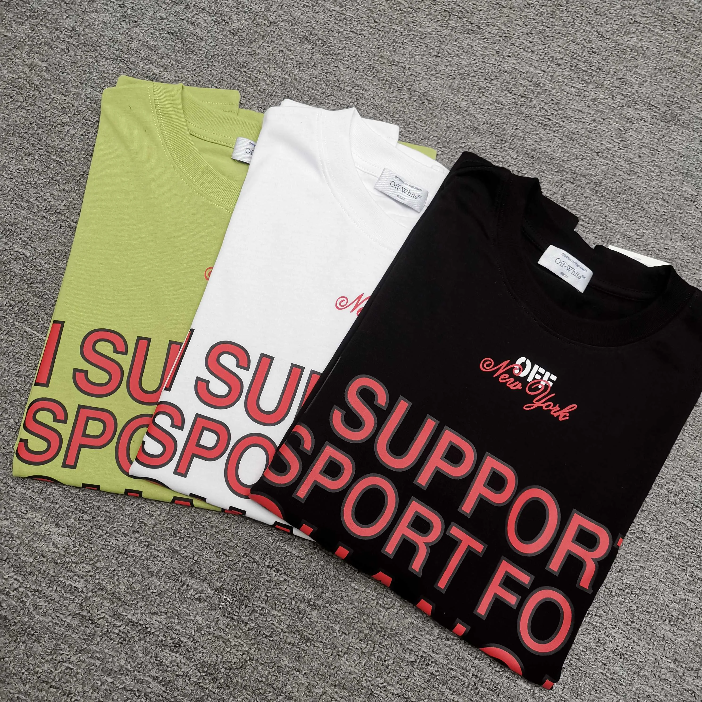 off white new loose version short-sleeved T-shirt Size: S M L XL Color: Black White Green P240